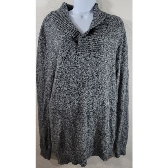 Goodfellow Co Black Marled Mock Collar Shawl Pullover Sweater Large Soft Stretch - Picture 1 of 6